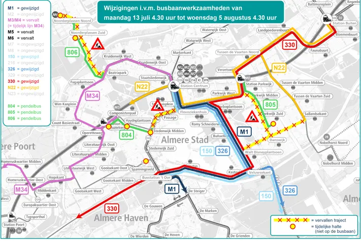 Werkzaamheden en busbaanonderhoud Almere in de zomer