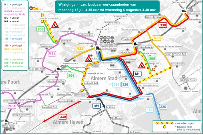 Werkzaamheden en busbaanonderhoud Almere in de zomer